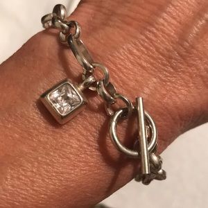 Sterling silver toggle bracelet with CZ